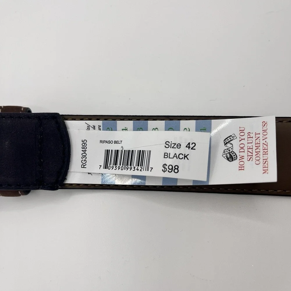 New Robert Graham Ripaso Black Leather Belt Mens Size 42‎